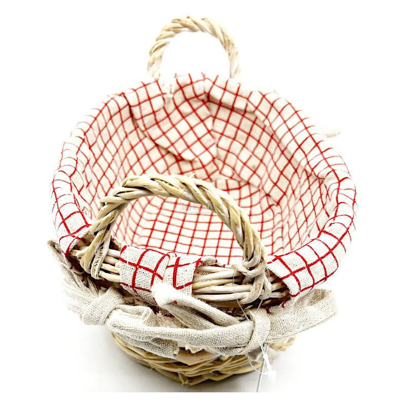 Panier avec anses en Osier et Tissu Alsacien 23 cm