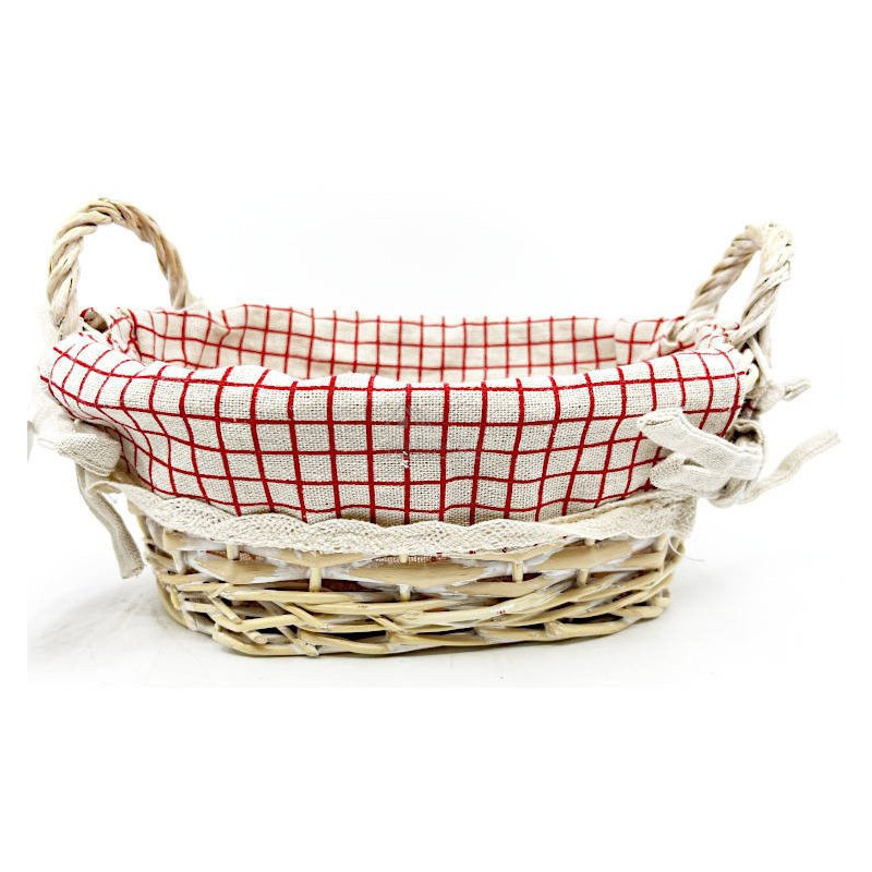 Panier avec anses en Osier et Tissu Alsacien 23 cm