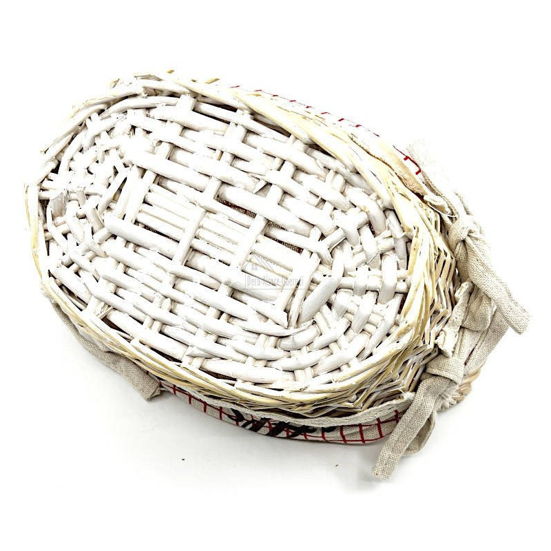 Basket with handles in Wicker and Alsatian Fabric 23 cm