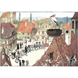 Postkarte Storch unser Hansi Dorf