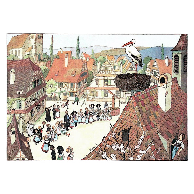 Postkarte Storch unser Hansi Dorf