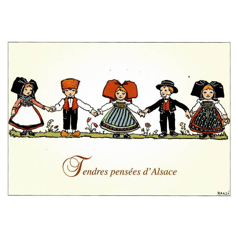 Tendre Pensée d'Alsace Hansi Postcard