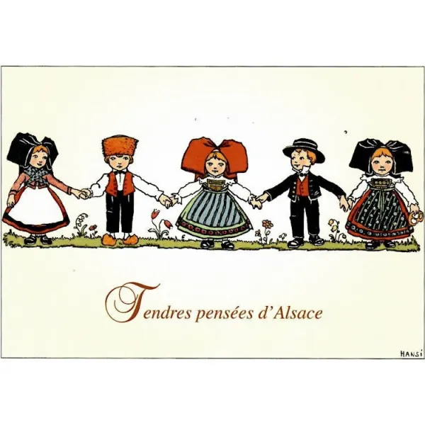 Tendre Pensée d'Alsace Hansi Postcard