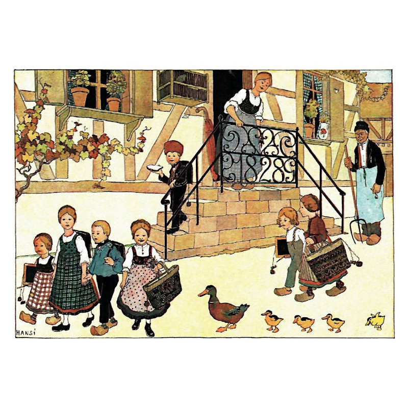 Postcard The Departure for the Hansi School