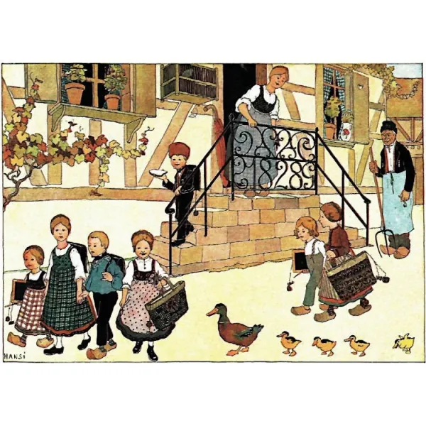 Carte Postale Le Départ pour l'Ecole Hansi
