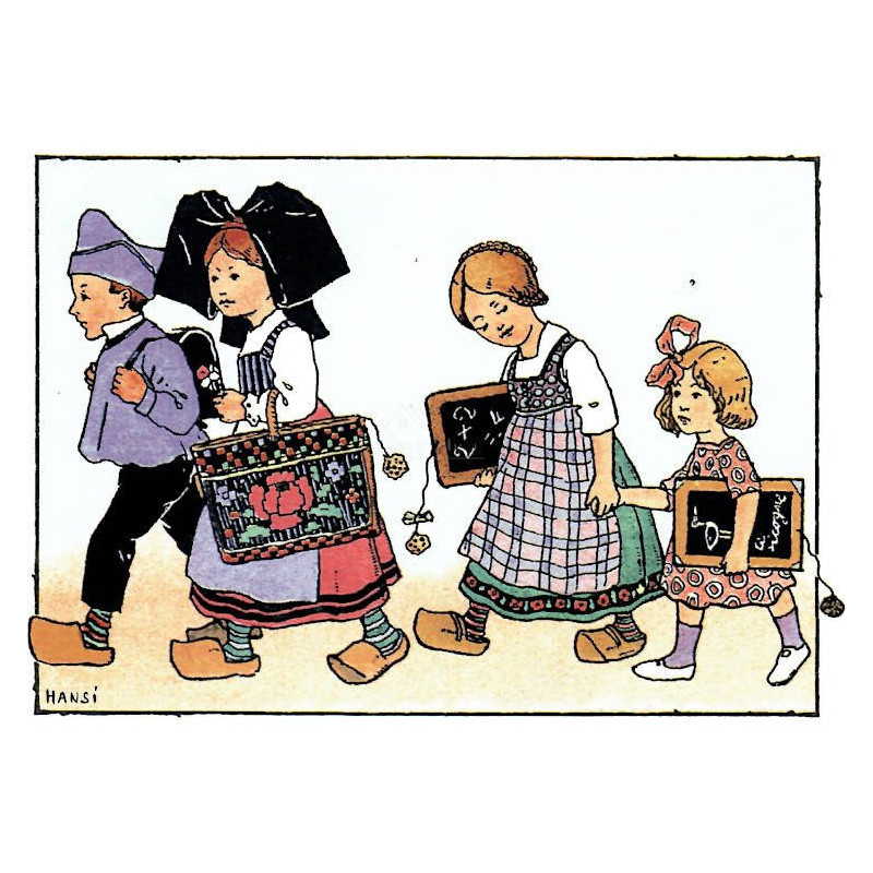 Hansi Postcard On the Way to School