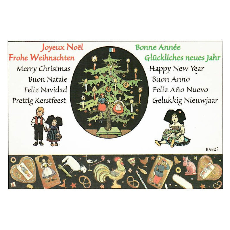 Hansi Postkarte Frohe Weihnachten und Happy New Year