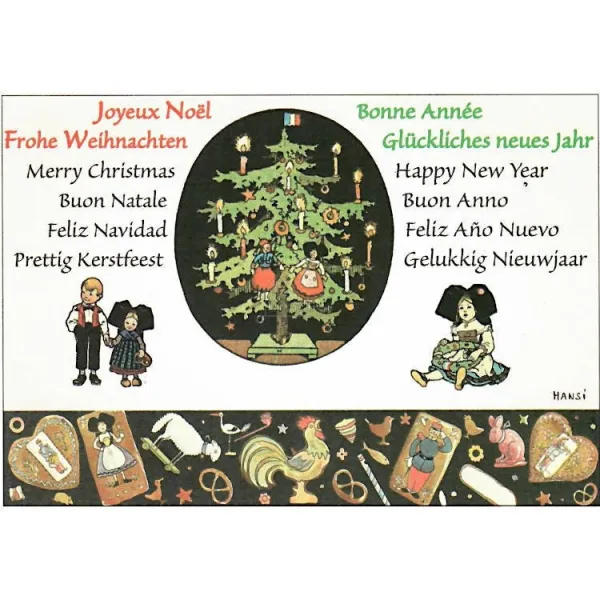 Hansi Merry Christmas and Happy New Year Postcard