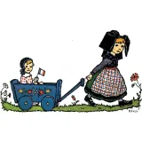 Postcard I take my little sister Hansi for a walk