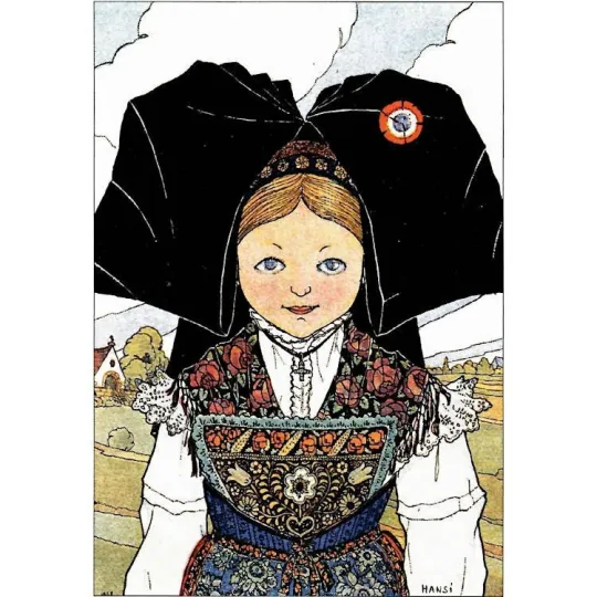 Carte Postale Belle petite Alsacienne en Costume Hansi