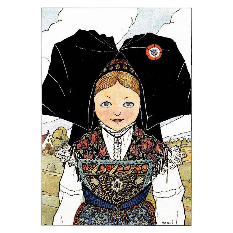 Carte Postale Belle petite Alsacienne en Costume Hansi