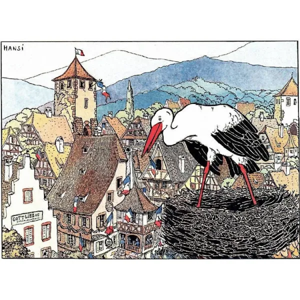 Carte Postale Hansi La Cigogne d'Alsace