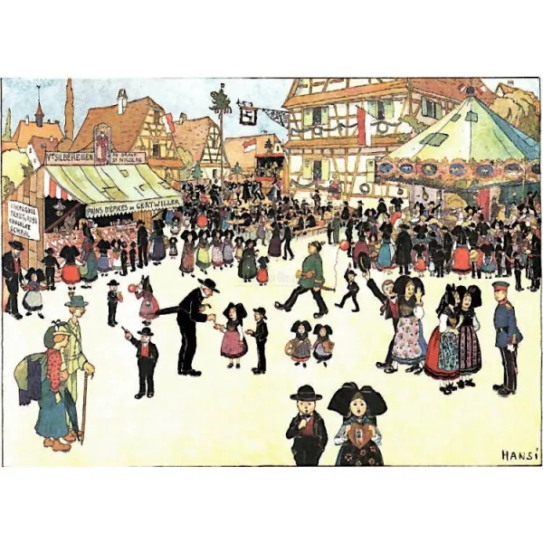 Carte Postale Hansi La Fête au Village de Gertwiller