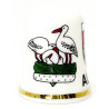 Ceramic thimble with Alsatian coat of arms, stork and Alsatian woman
