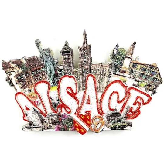 Magnet décoratif Maisons Alsaciennes nacrés