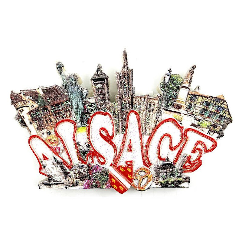 Decorative magnet Alsatian Houses with pearlescent