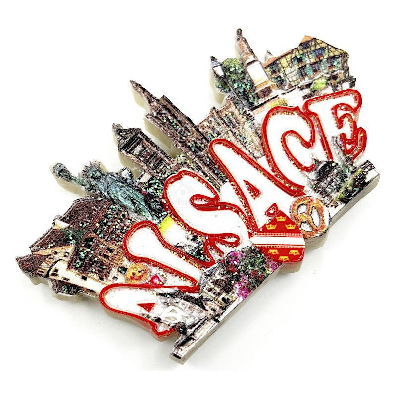 Magnet décoratif Maisons Alsaciennes nacrés