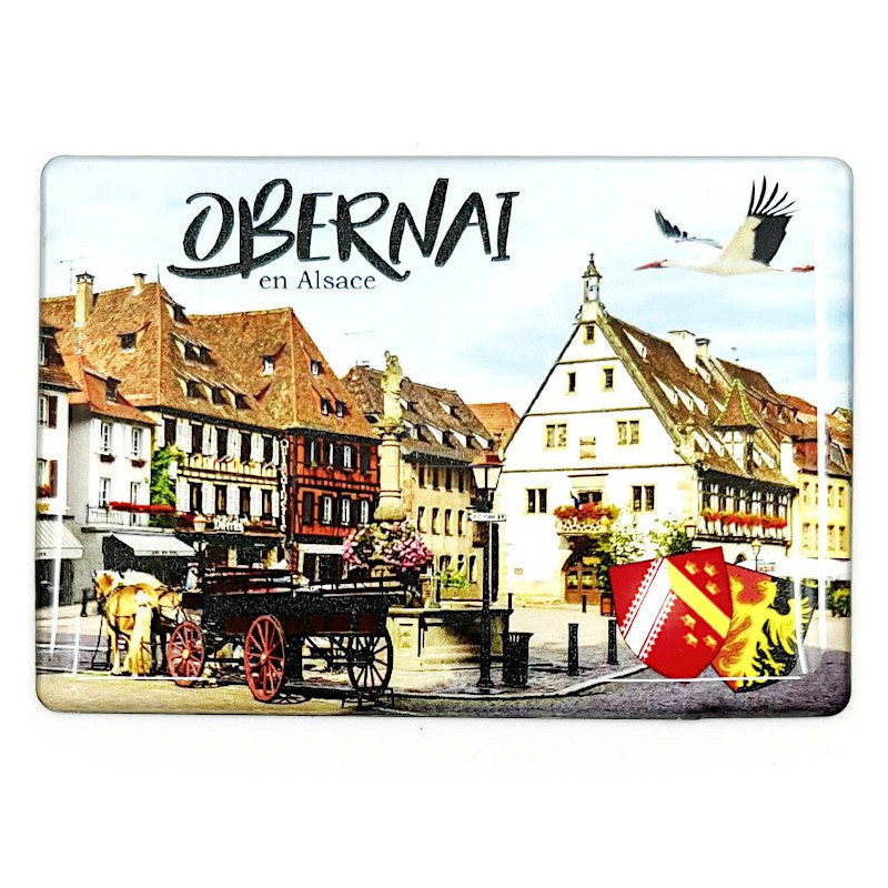 Magnet Décoratif Place du Marché et Blason Obernai