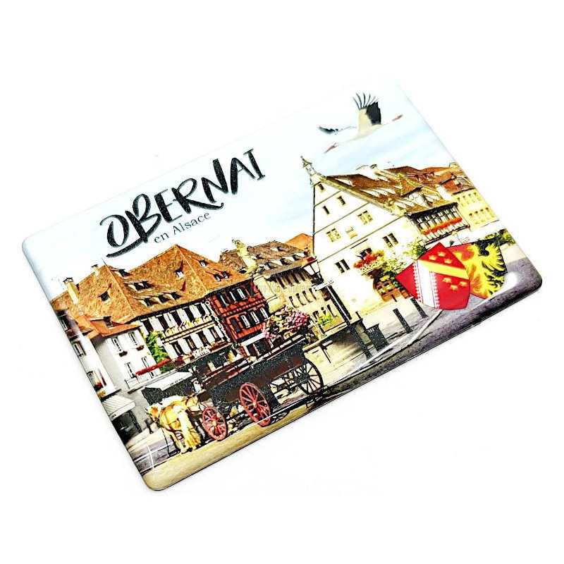 Dekorativer Magnet Marktplatz und Wappen Obernai