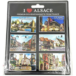 Lot de 6 Magnets Décoratif scintillant Villages d'Alsace