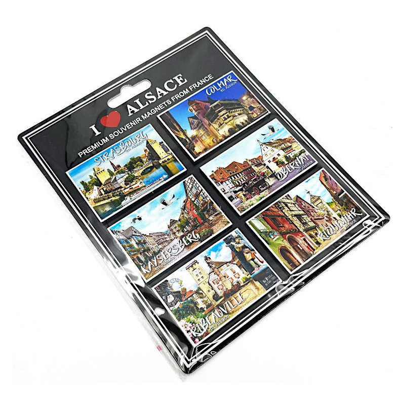 Set of 6 Sparkling Alsace Villages Decorative Magnets
