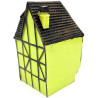 Green Alsatian corner house with half-timbering in resin