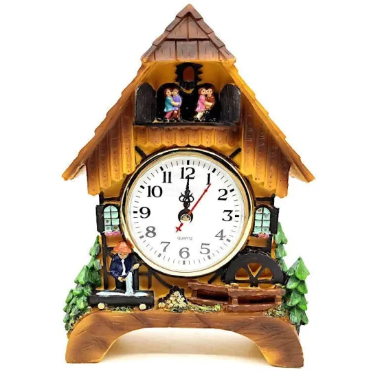 Pendule façon Coucou décor Meunier avec Montre à quartz