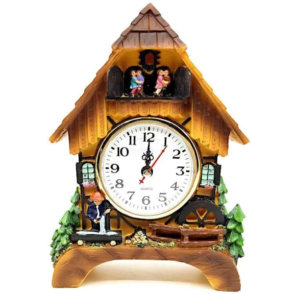 Pendule façon Coucou décor Meunier avec Montre à quartz