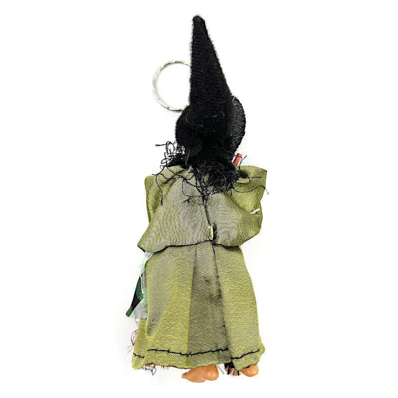 Keyring Witch of Alsace with broom green dress 17 cm
