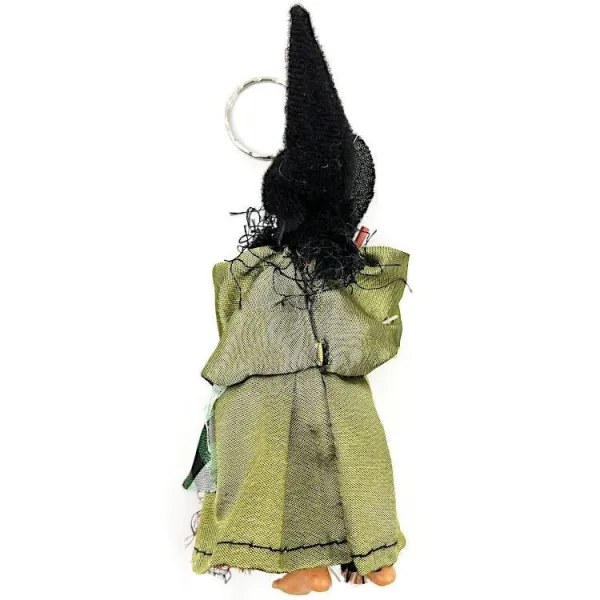 Porte Clé Sorcière d'Alsace avec balai robe verte 17 cm