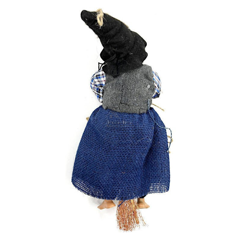 Sorcière d'Alsace à suspendre robe bleue et Houx 32 cm