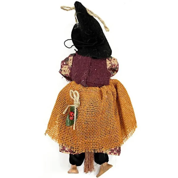 Sorcière d'Alsace à suspendre robe ocre et Houx 32 cm