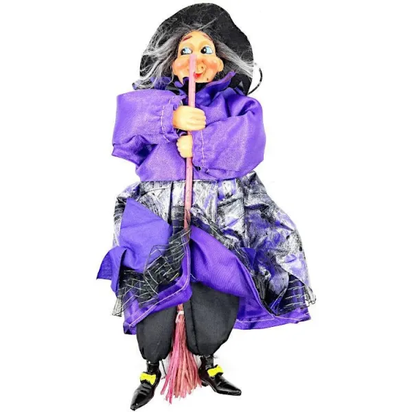 Sorcière d'Alsace à suspendre robe satinée violette 25 cm