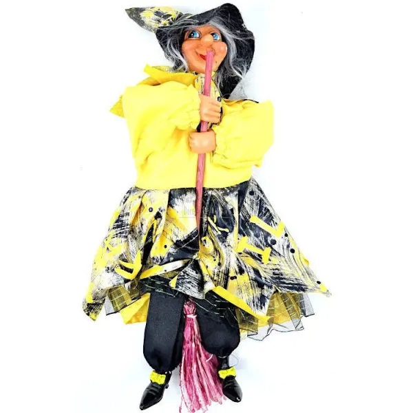 Witch of Alsace to hang up in a yellow satin dress 25 cm