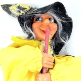 Sorcière d'Alsace à suspendre robe satinée jaune 25 cm