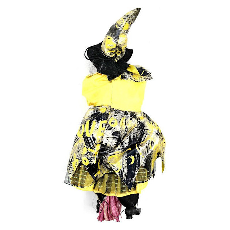 Sorcière d'Alsace à suspendre robe satinée jaune 25 cm