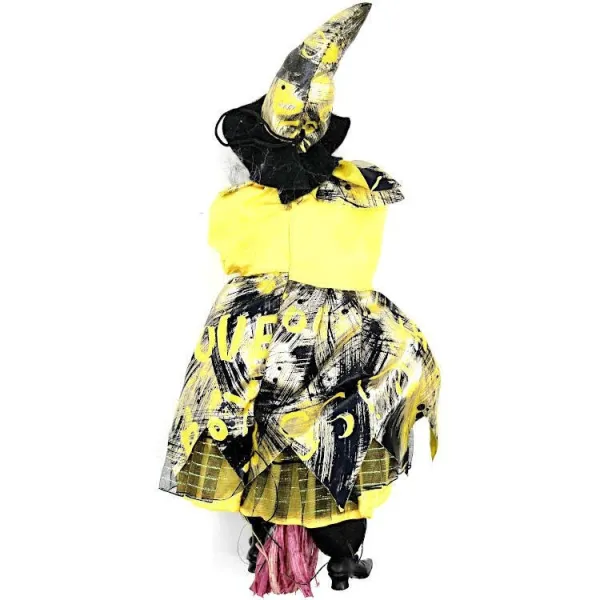 Sorcière d'Alsace à suspendre robe satinée jaune 25 cm