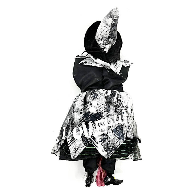 Alsatian Witch to hang in black satin dress 25 cm