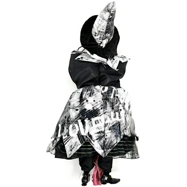 Alsatian Witch to hang in black satin dress 25 cm