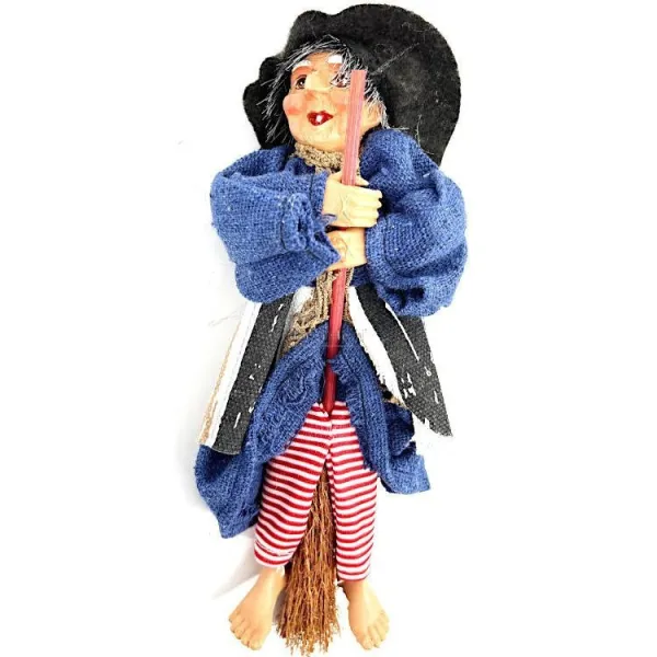 Sorcière d'Alsace robe bleue et rayures 20 cm