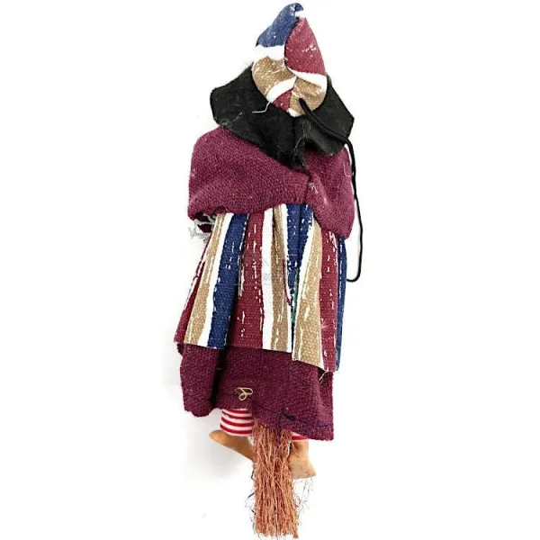 Hexe aus dem Elsass rotes Kleid mit Streifen 20 cm