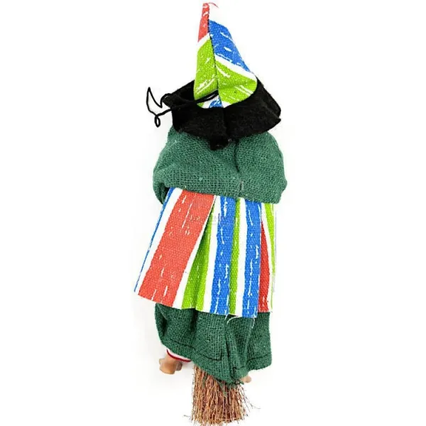Sorcière d'Alsace robe verte et rayures multi-couleur 20 cm