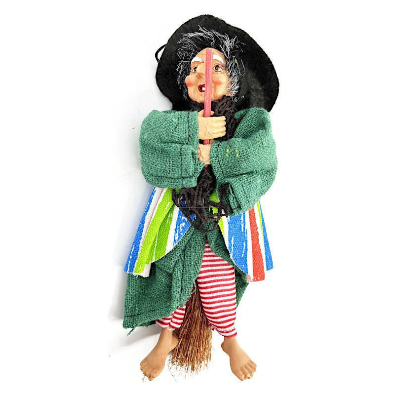 Alsatian Witch green dress and multi-coloured stripes 20 cm