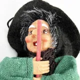 Alsatian Witch green dress and multi-coloured stripes 20 cm