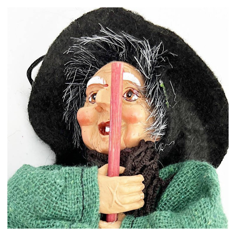 Alsatian Witch green dress and multi-coloured stripes 20 cm