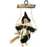 Sorcière d'Alsace noire avec foulard suspendue Bienvenue 28 cm