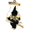 Sorcière d'Alsace noire avec foulard suspendue Bienvenue 28 cm