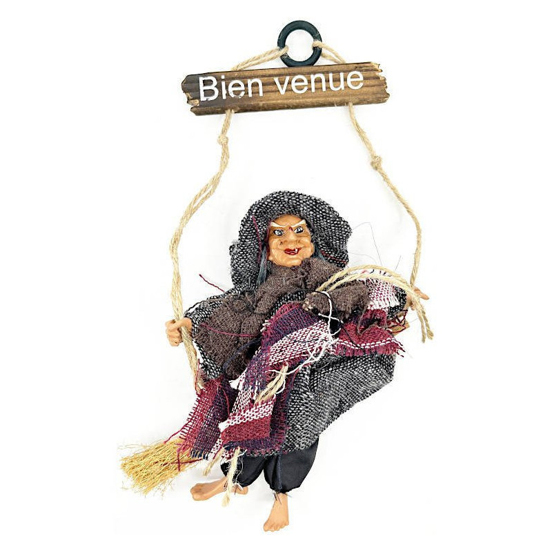 Witch of Alsace anthracite with scarf hanging welcome 28 cm