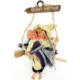 Beige Alsatian witch with scarf hanging welcome 28 cm