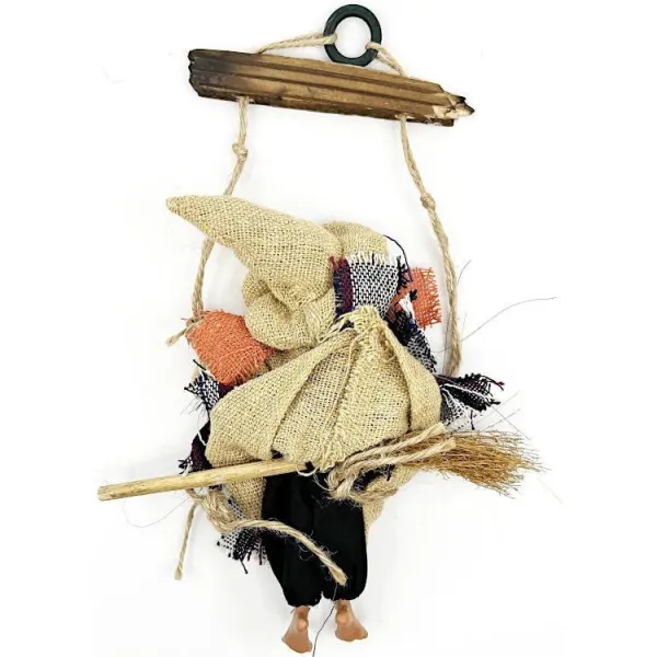 Beige Alsatian witch with scarf hanging welcome 28 cm